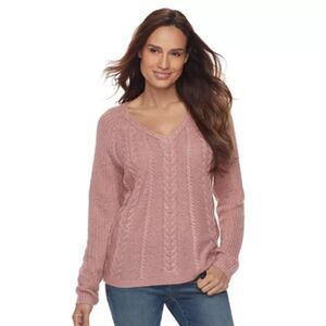 Sonoma | Dusty Pink Cable Knit Long Sleeve Sweater | Large
